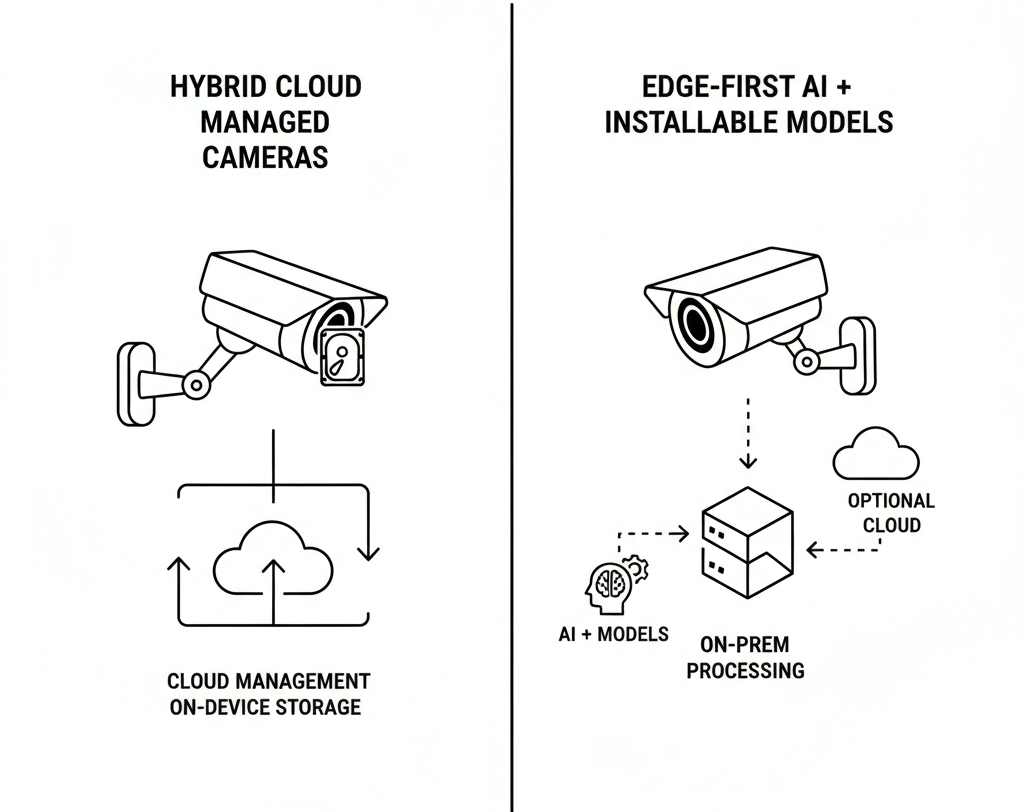 IndoAI edge AI architecture showing camera integration, on-prem deployment, and analytics pipeline for Indian enterprises