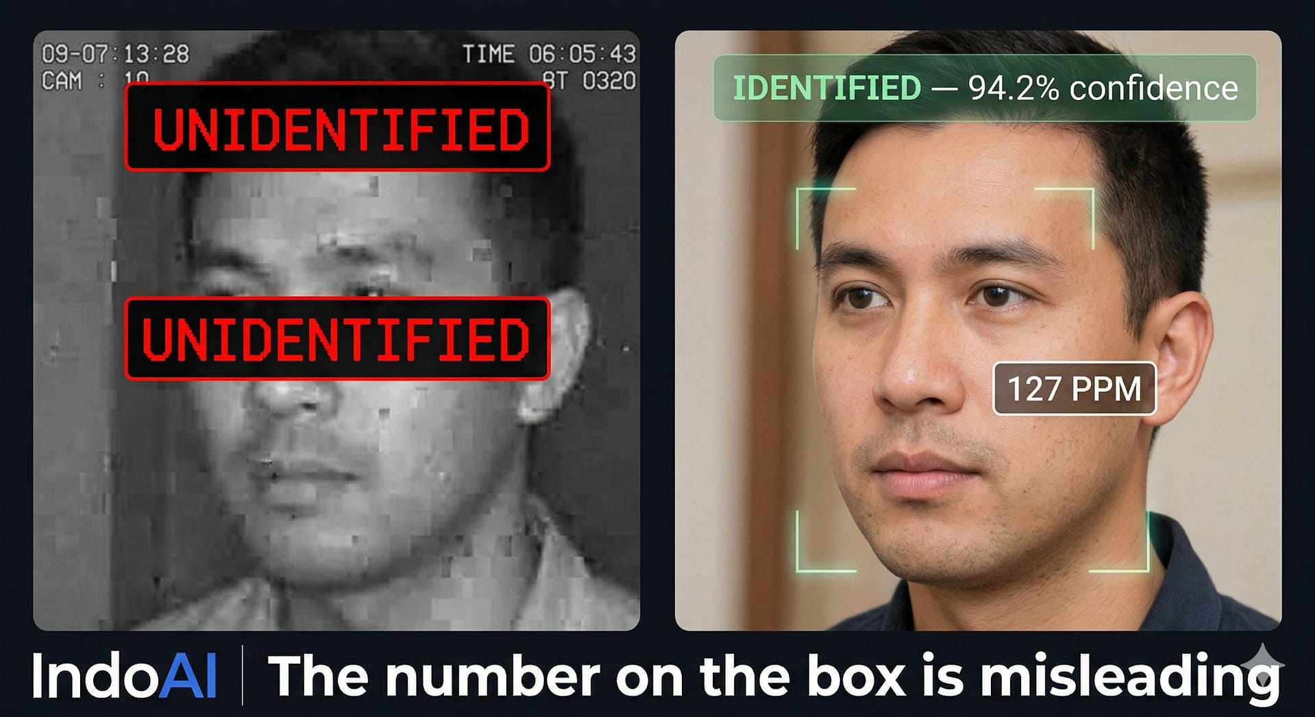 Camera resolution vs AI accuracy diagram showing PPM difference between wide and narrow lens