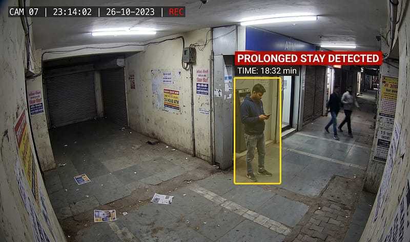 Detect extended loitering in public areas.