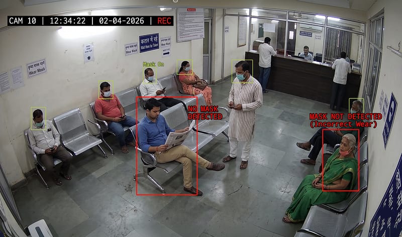 Detect individuals not wearing required masks.