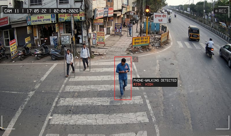Detect distracted walking for pedestrian safety.