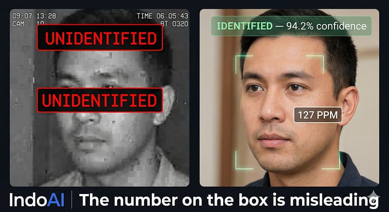 Camera resolution vs AI accuracy diagram showing PPM difference between wide and narrow lens